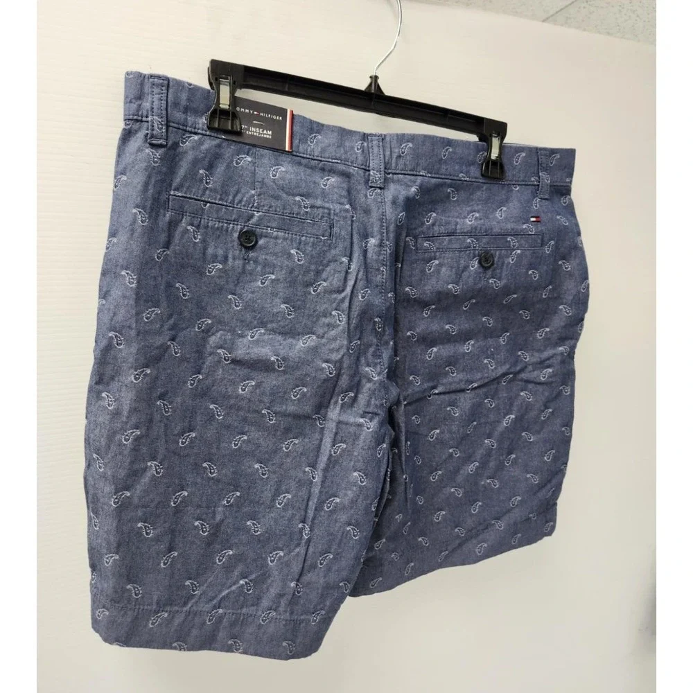 Tommy Hilfiger Men's Blue Paisley Print Shorts, 7'' Inseam, Size 34 NWT‎